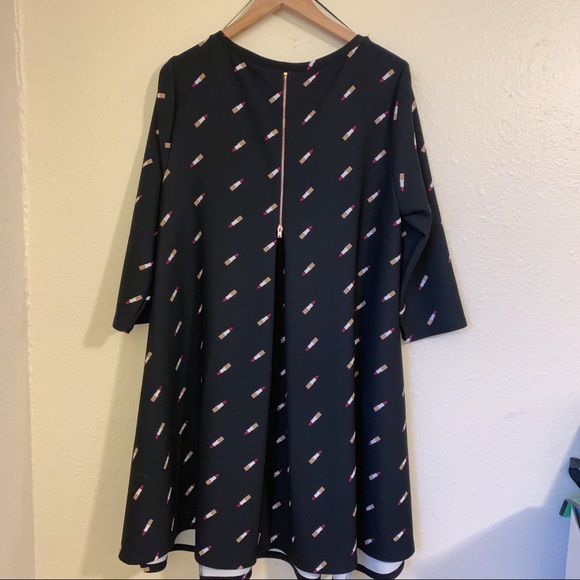 Lipstick Trapeze Dress with Rose Gold Zipper - Picture 3 of 3